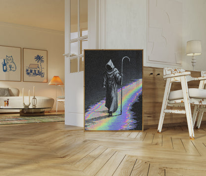 Grim Reaper Digital Glitch Poster