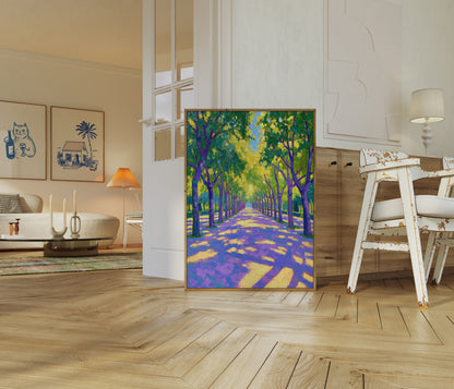 Lila Baumgesäumte Allee Poster