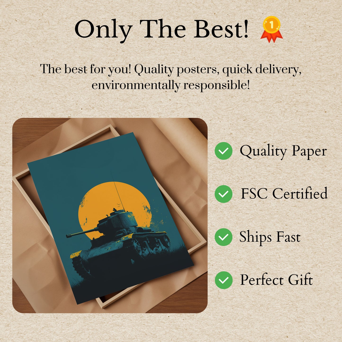 Vintage Tank Sunset Silhouette Poster