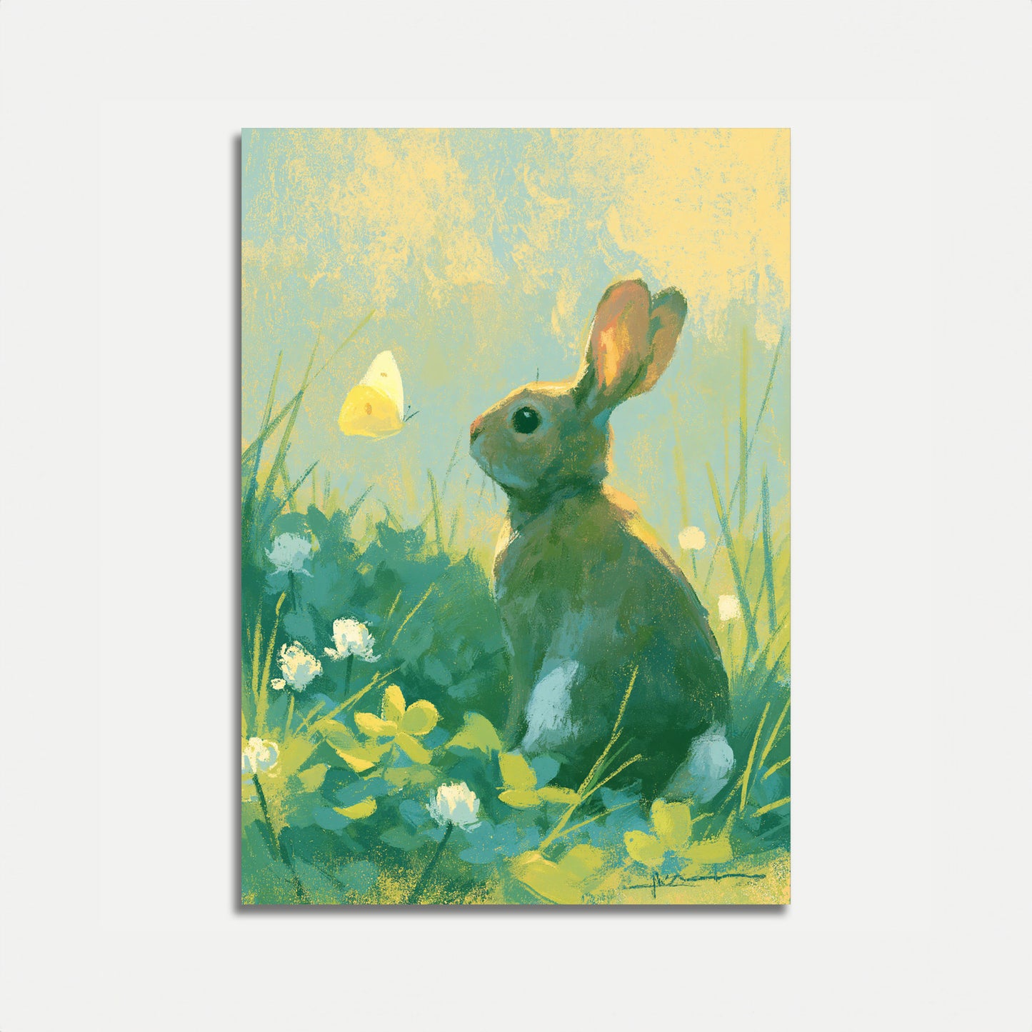 Rabbit in the Meadow Poster
