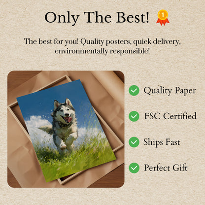 Lopende Husky Vreugde Poster