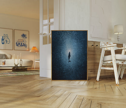 Whale in Starry Ocean Poster