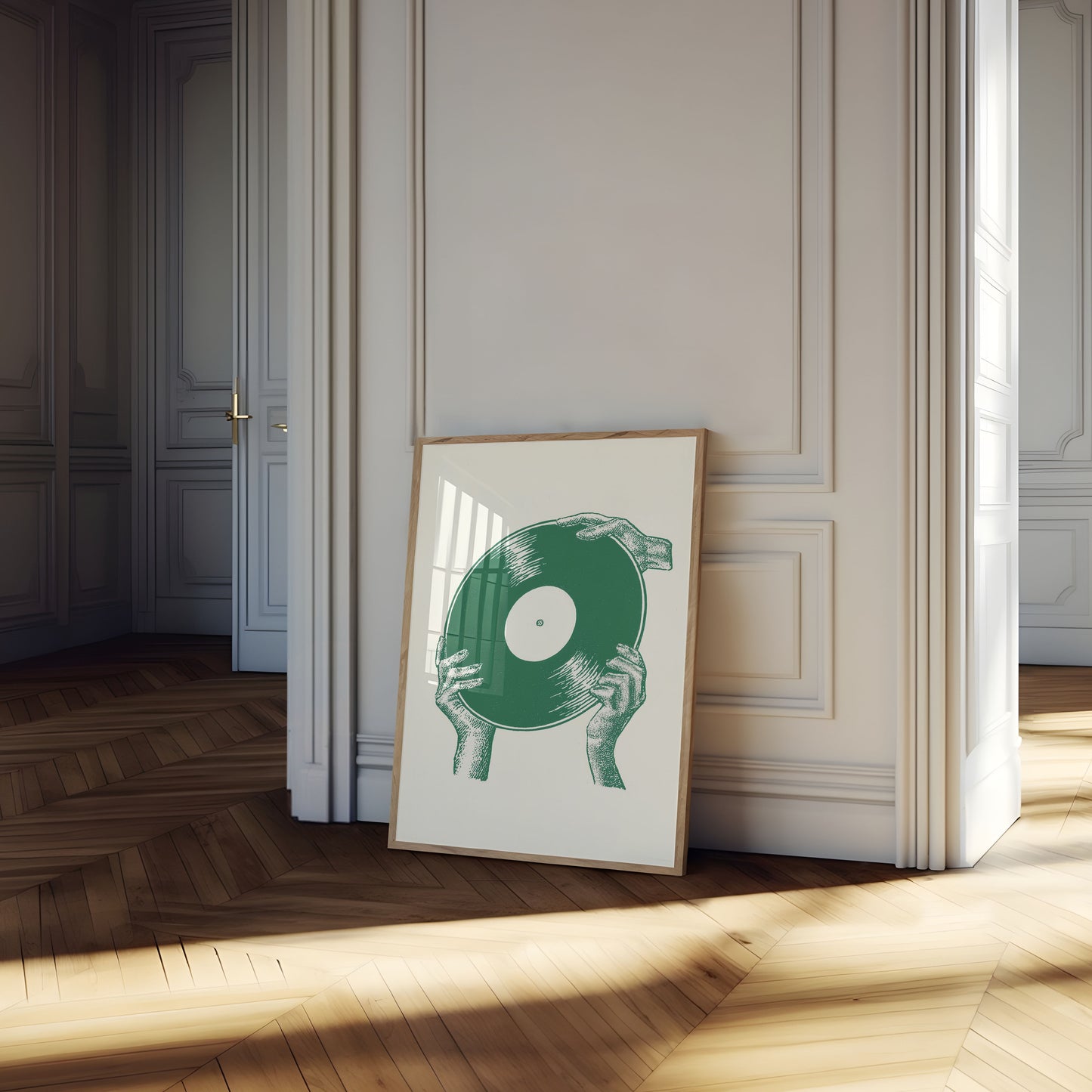 Green Vinyl Record Hands Poster