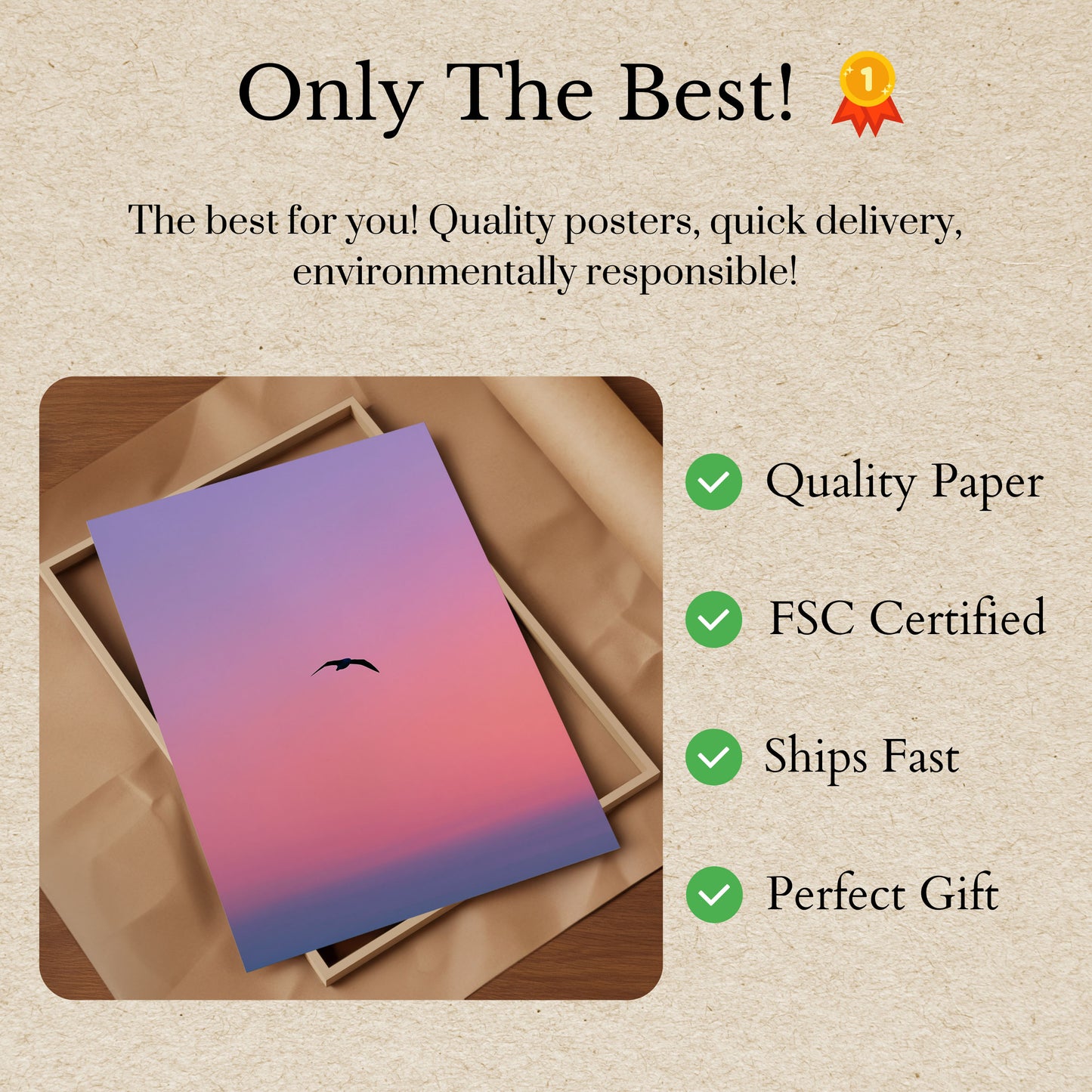 Bird Flying at Sunset Poster