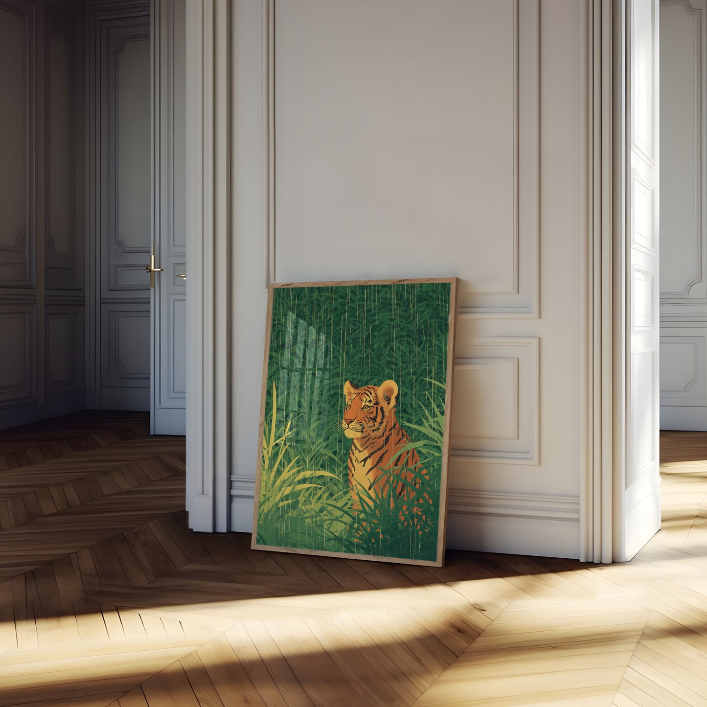 Tiger in the Grassland Poster