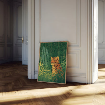 Tiger in the Grassland Poster