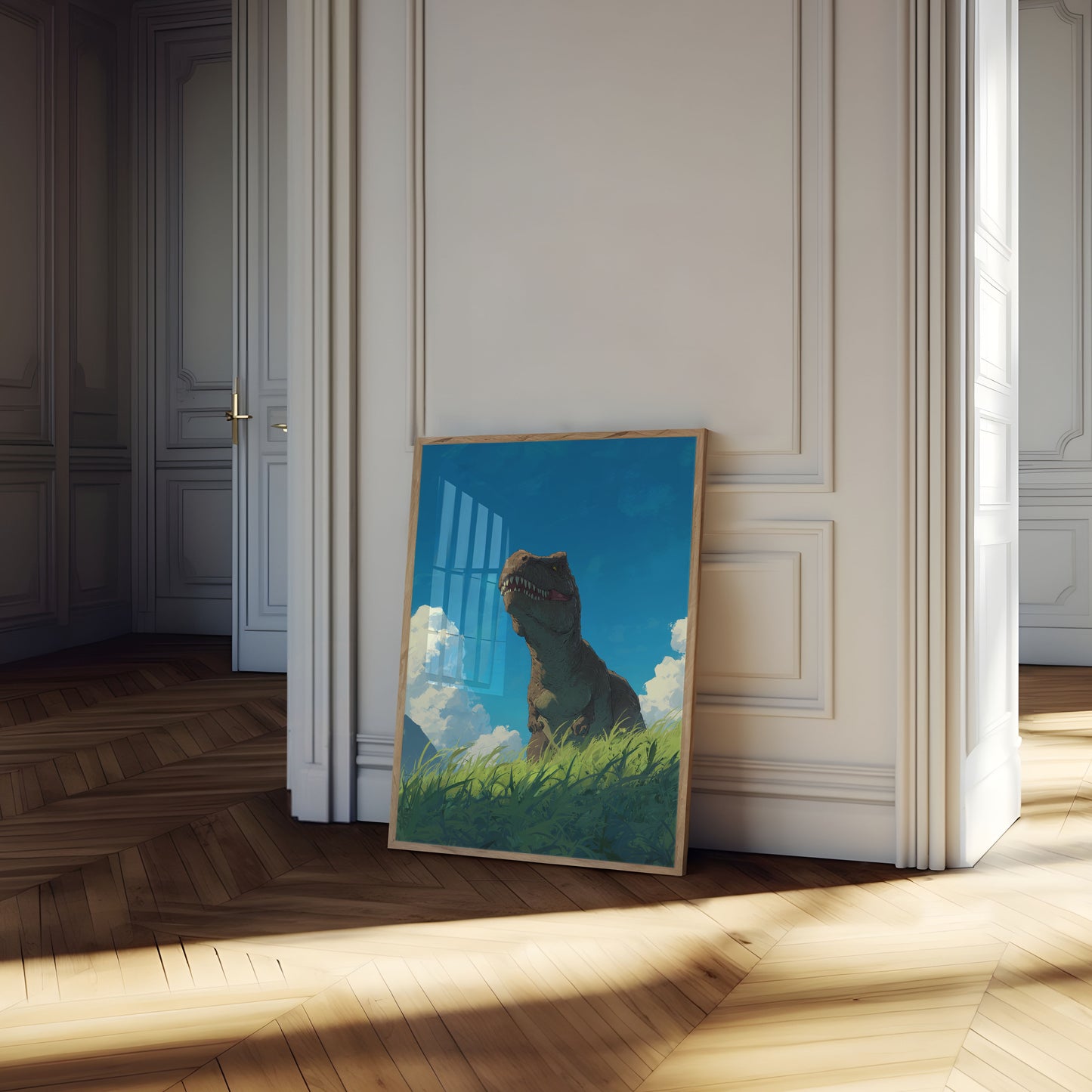 Póster de paisaje de depredador prehistórico