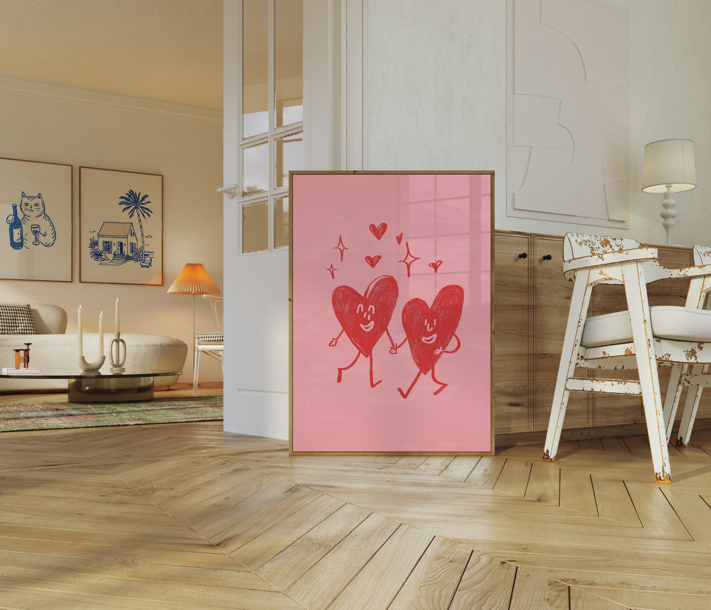 Gelukkige Dansende Harten Liefde Poster
