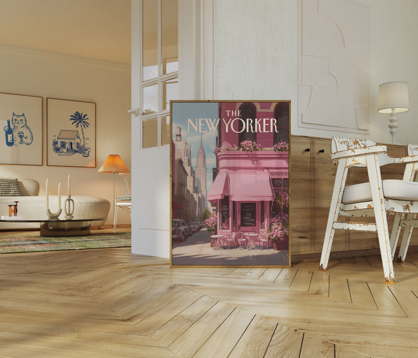 Pink New York City Cafe Poster