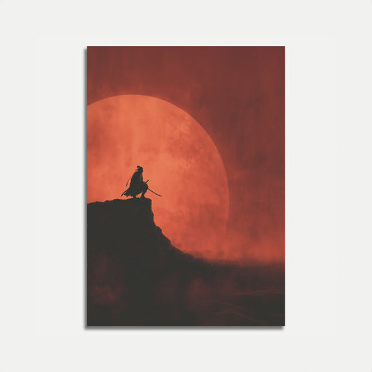 Samurai Solnedgang Silhuet Plakat