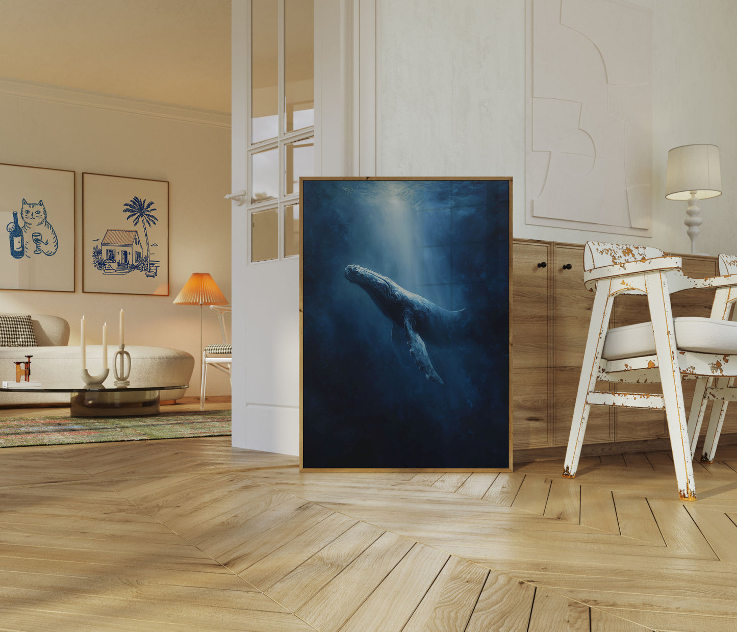 Humpback Whale Rising Light Poster
