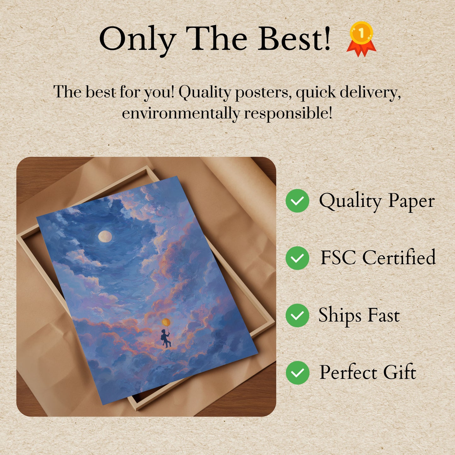 Dreaming Through Moonlit Clouds Poster