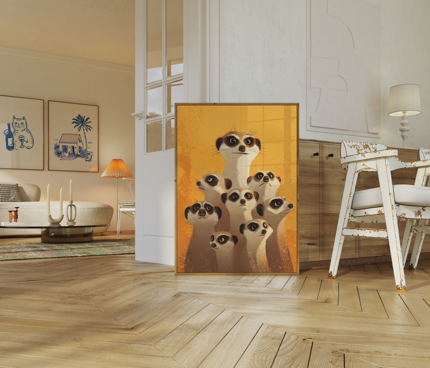 Nysgerrige Meerkat-Familie Plakat