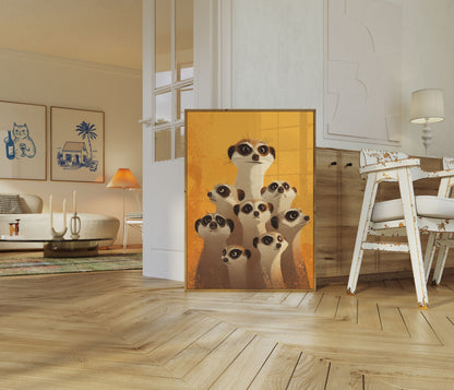 Nysgerrige Meerkat-Familie Plakat