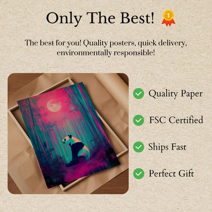 Moonlit Panda Forest Poster