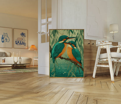 Affiche Martins-pêcheurs au bord de l'eau