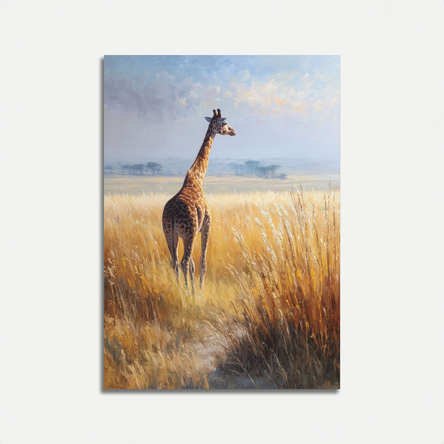 Póster de jirafa serena de la sabana