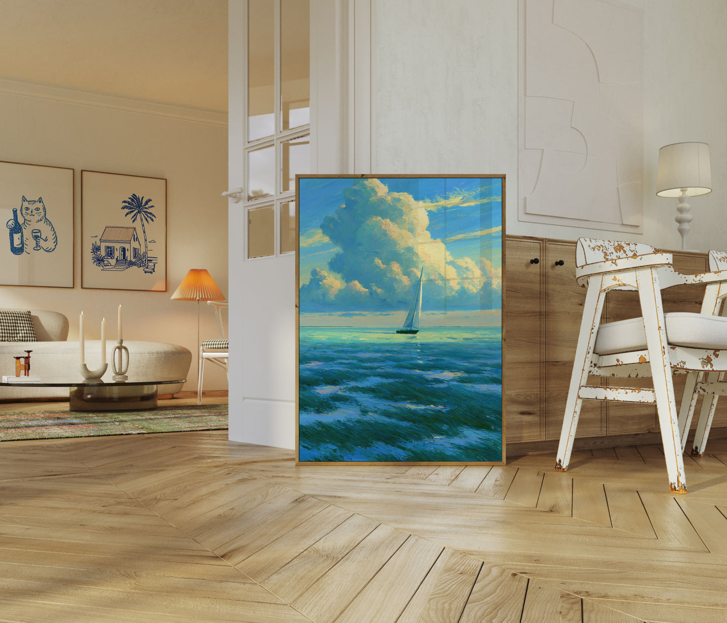 Poster Vela Sotto Nuvole Dorate