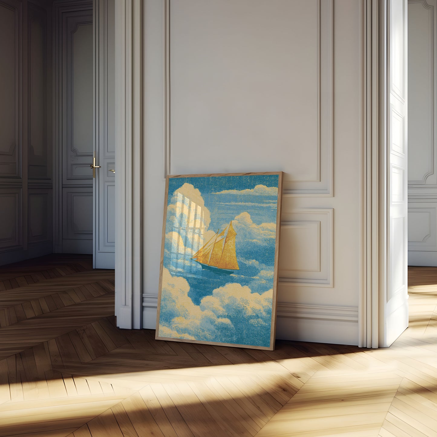 Golden Sailboat Sky Poster