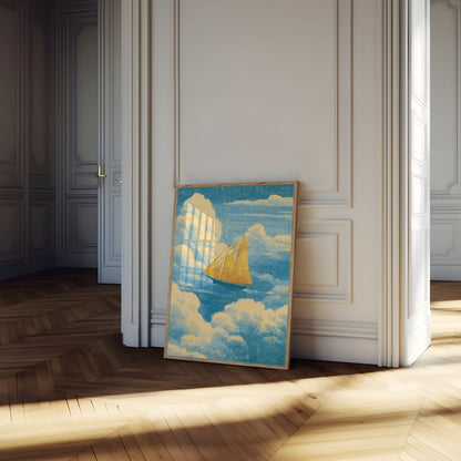 Golden Sailboat Sky Poster