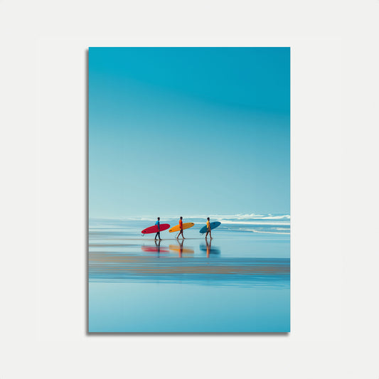 Cartaz de Surfistas Caminhando para o Oceano