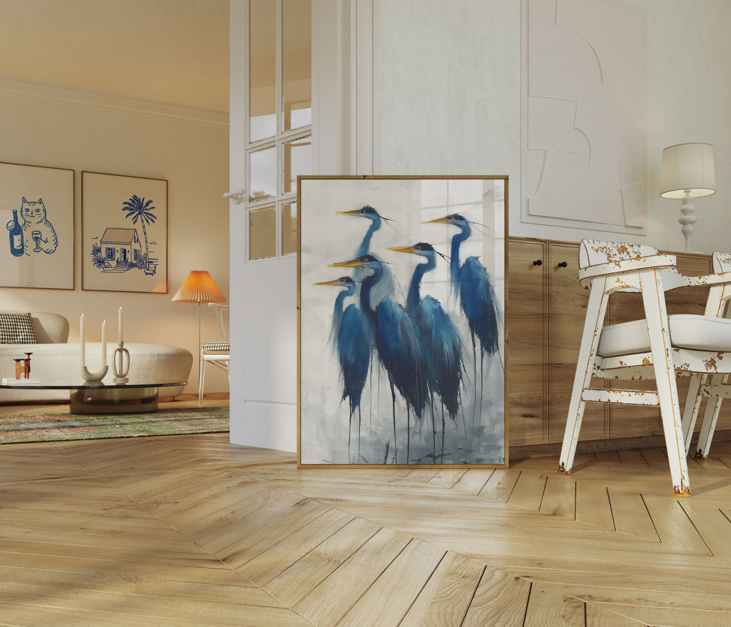Blue Herons in Watercolor Poster