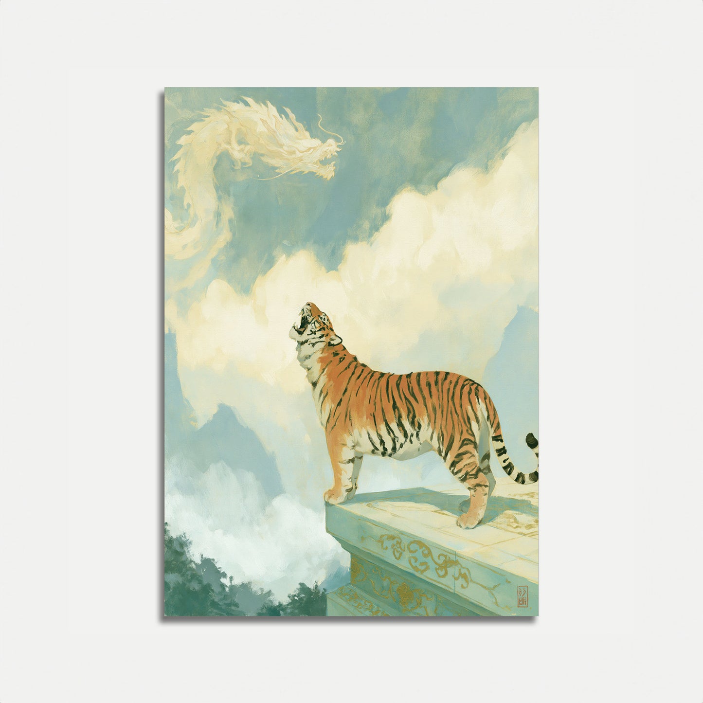 Tiger Gazing at Dragon Poster