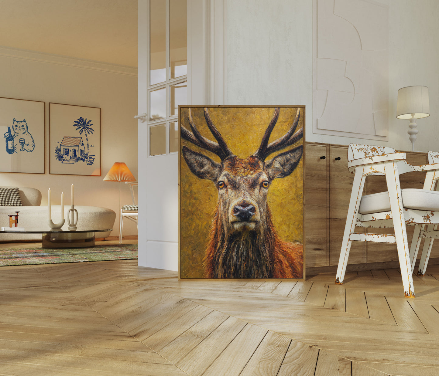 Goldenes Hirsch-Porträt-Plakat