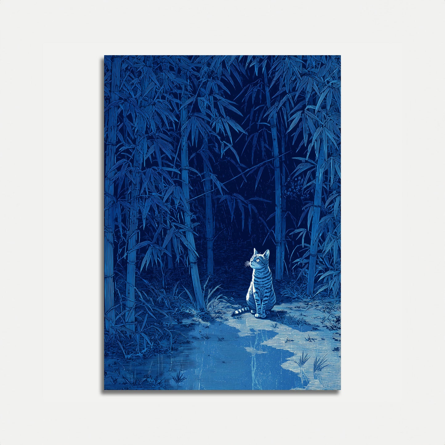 Cat in Bamboo Forest Poster