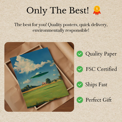 Affiche de paysage rural « Rencontre extraterrestre »