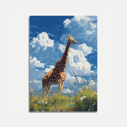 Póster de la pradera de jirafas imponentes