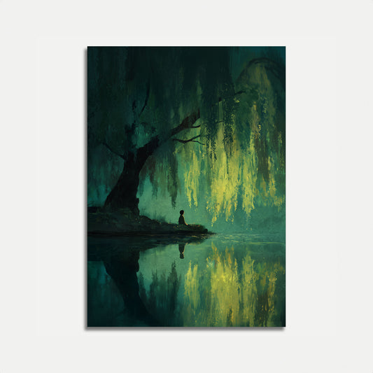 Solitary Contemplation by the Willow Poster