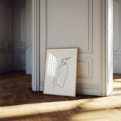 Minimalistisk Pingvin Linjekonst Poster