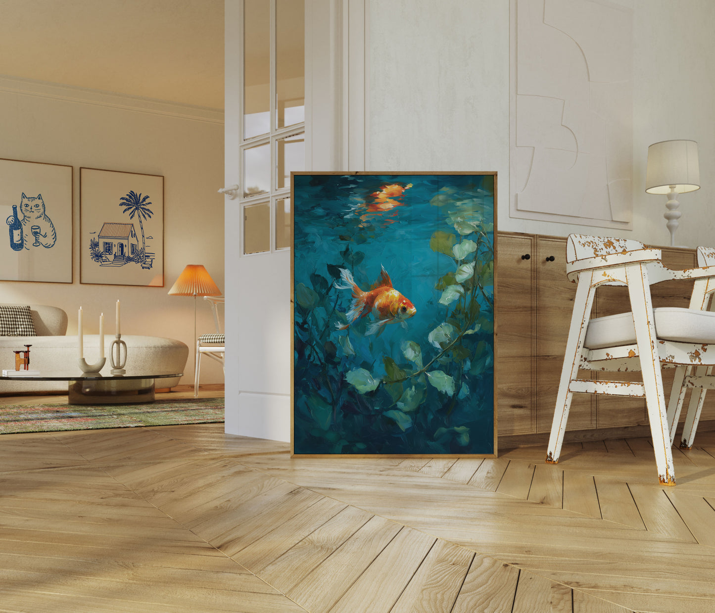 Golden Goldfish Underwater Poster