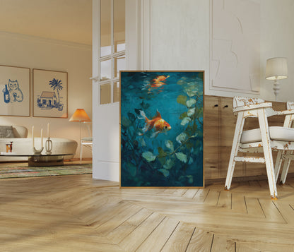 Golden Goldfish Underwater Poster