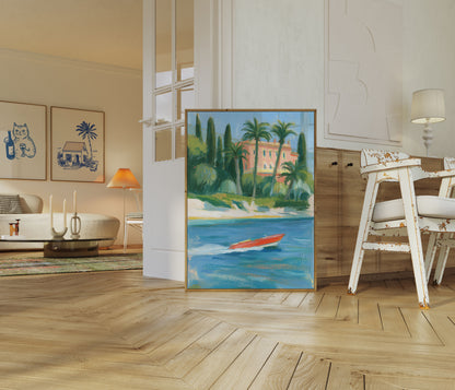 Mittelmeer-Villa Poster am Wasser