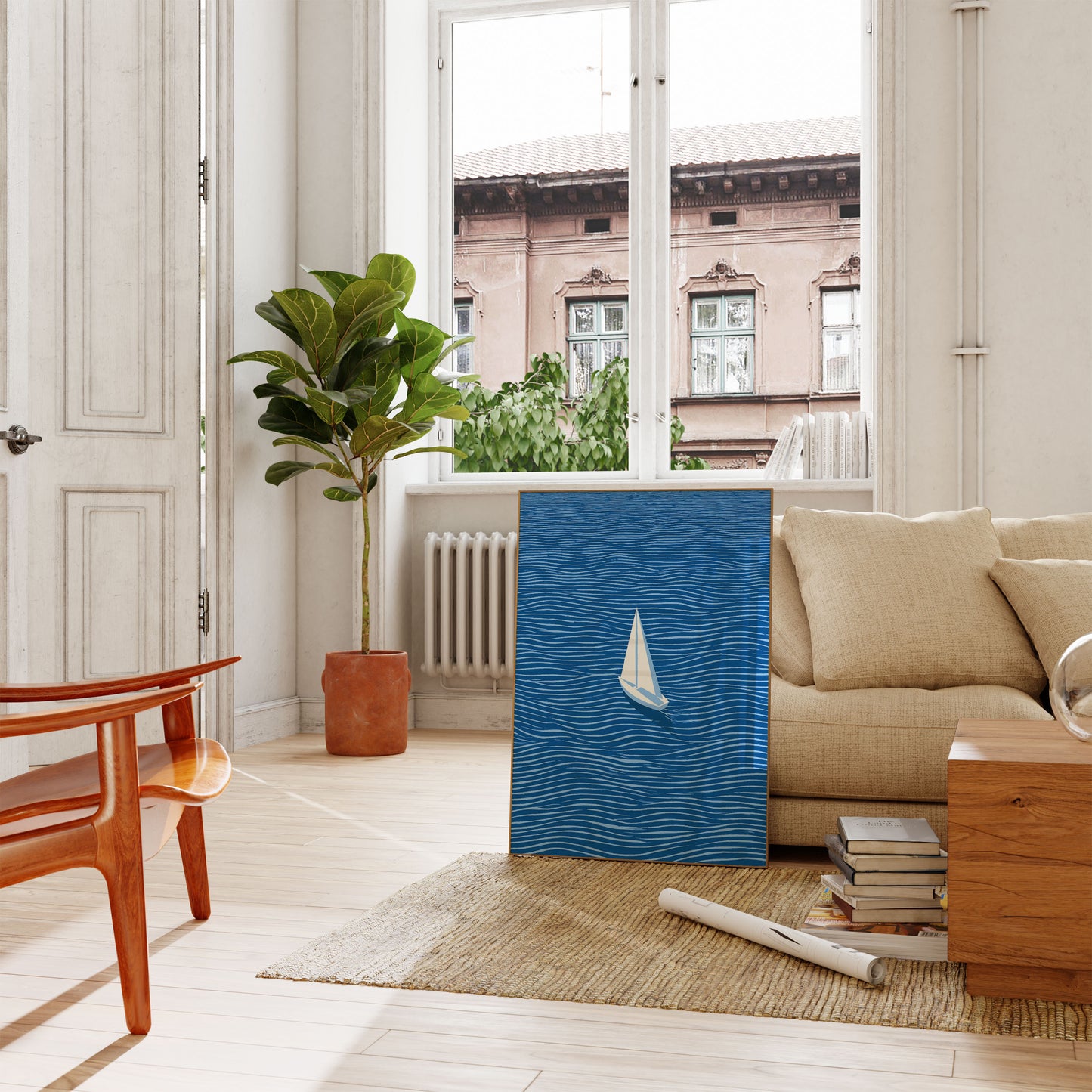 Poster Vela in Acque Blu