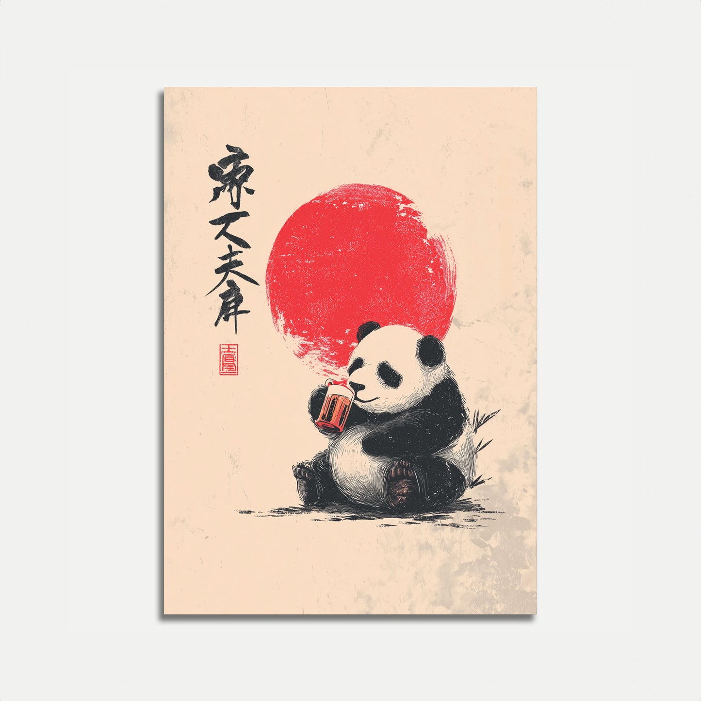 Zen Panda Drinking Poster
