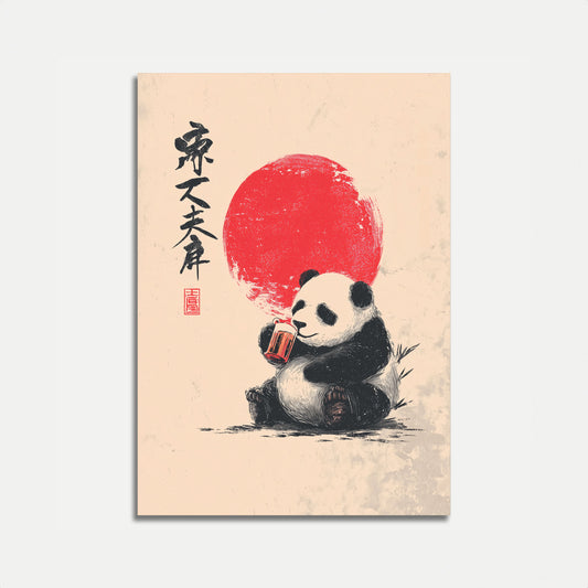 Zen Panda Drinking Poster