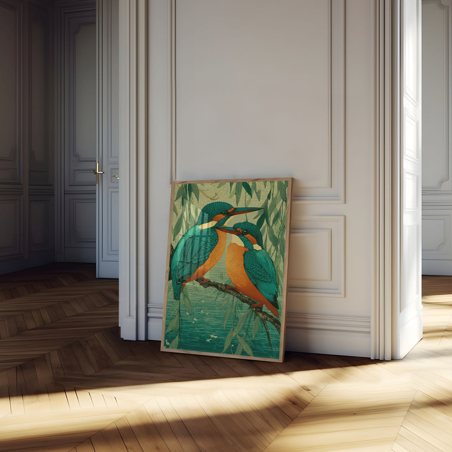 Affiche Martins-pêcheurs au bord de l'eau