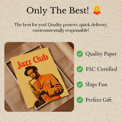 Vintage Jazz Club Saxophonist Poster