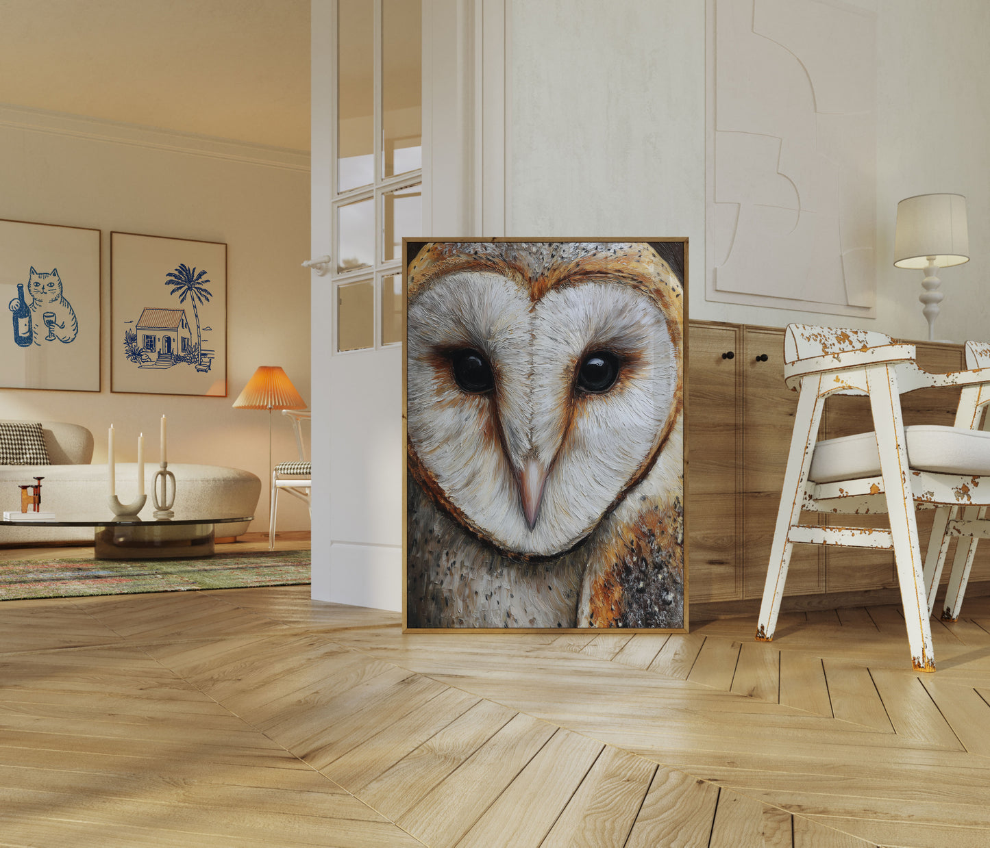 Affiche Gros Plan Portrait de Chouette Effraie