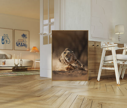 Póster de la carrera feroz del guepardo