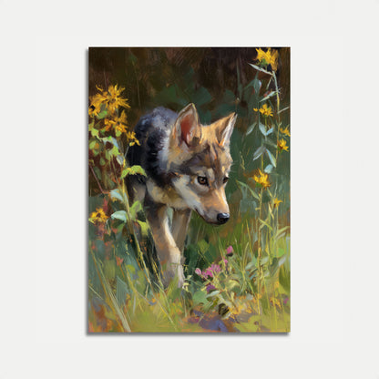 Dog in Wildflower Garden Poster