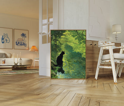 Sort Kat ved Vandet Plakat