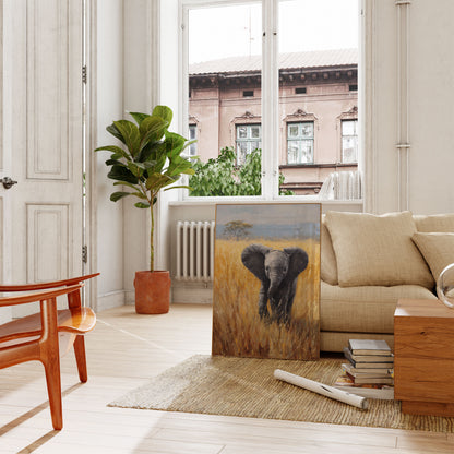 Baby Elephant Grasslands Poster