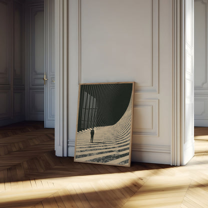 Samotna Postać w Nowoczesnej Architekturze Plakat