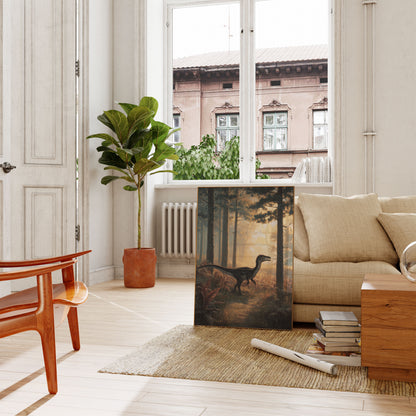 Velociraptor Forest Dawn Poster