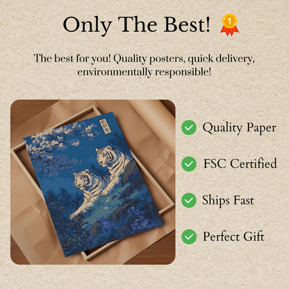 Tigers Under Cherry Blossoms Poster