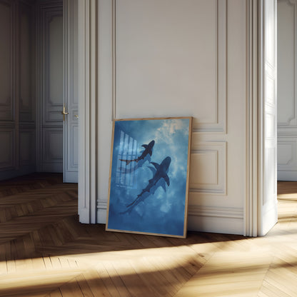 Sharks Swimming in Ocean Poster